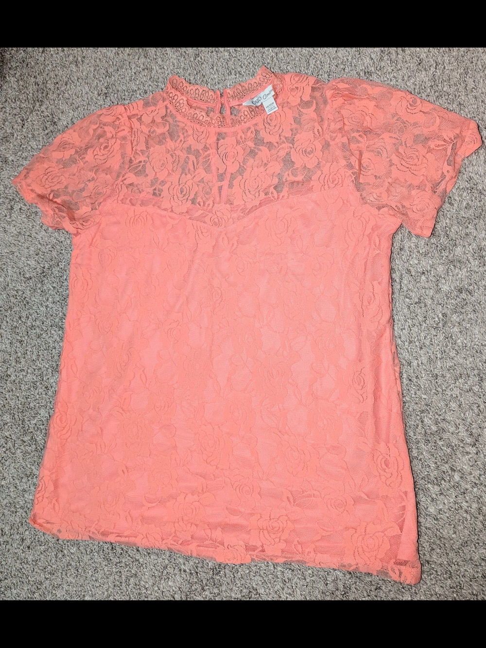 Cato Coral Lace Short Sleeve Top